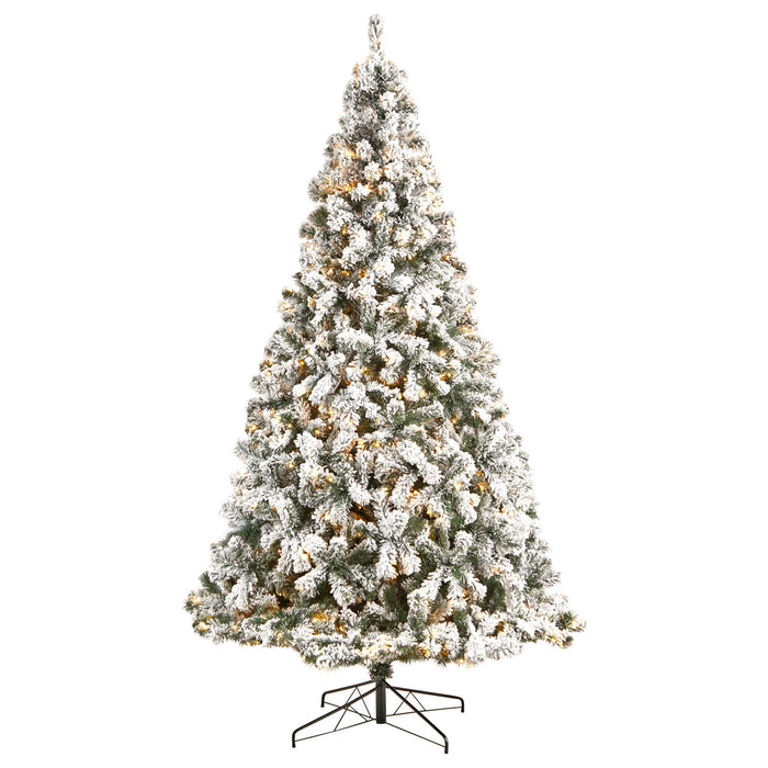 7.2ft Pre-Lit Snow Flocked Christmas Tree, White