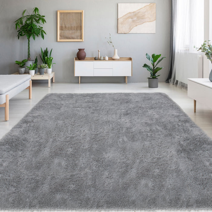 iFanze Large Area Rugs Carpets, 5ft x 8ft Anti-Skid Fluffy Shag Carpets for Living Room Dining Room Home Bedroom Floor Shaggy Rug, Grey Rug