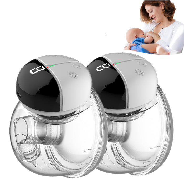 Vinmall Double Electric Breast Pumps, Hands-Free Wearable Breast Pump with Touch LED Screen, Spill-Proof Pain-Free Breast Pump with 2 Modes And 9 Levels, 24 mm Universal, White