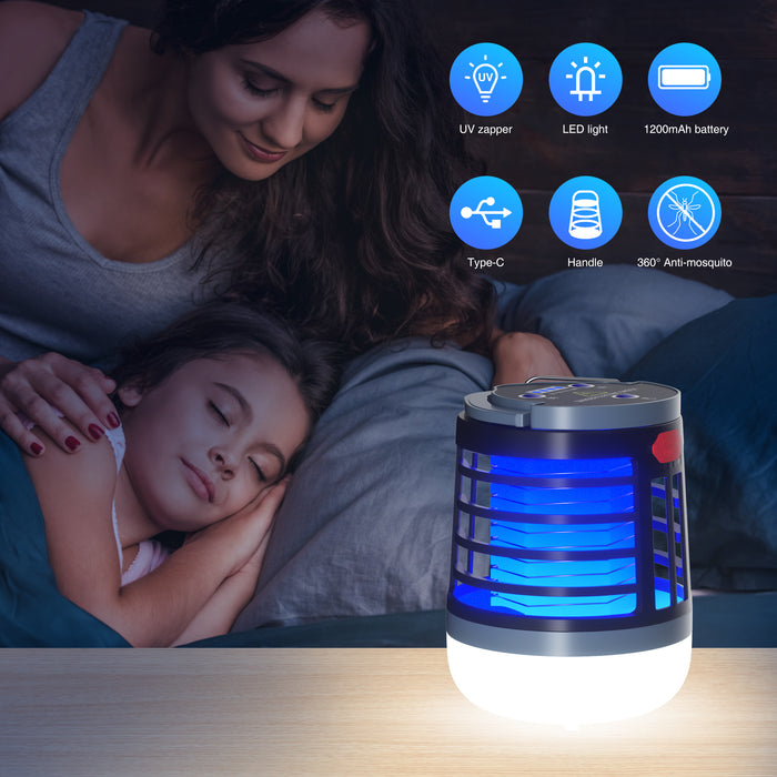 Bug Zapper Outdoor, Vinmall UV Light Mosquito Zapper Killer with Handle, Waterproof Insect Fly Trap with 3 Level Lighting for Home, Patio, Backyard, Camping