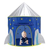 Kids Play Tent, Spaceship Rocket Tent Children's Pop Up Tent Indoor Playhouse Tent with Carry Bag for Boys Girls Toddlers Indoor and Outdoor Plays