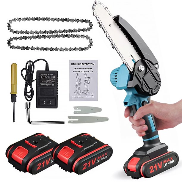 Mini Chainsaw 6-inch with 2 Battery,Jorocks Cordless Power Chain Saws with Security Lock, Handheld Small Chainsaw for Wood Cutting Tree Trimming