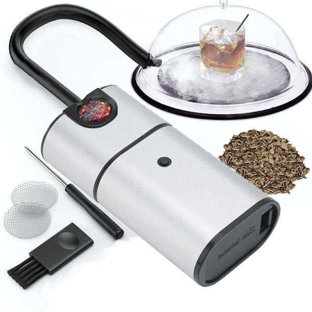 Kitchen Cocktail Smoker - Includes Wood Chips, Smoking Gun for Smoke Meat, Drink and Food Indoor Infuser, Ultimate Sous Vide Foodie Accessories Gift