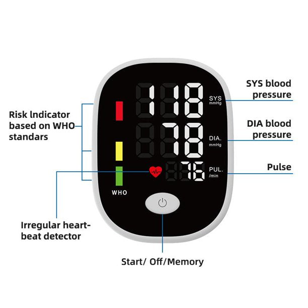 Large LCD Display Blood Pressure Monitor with Voice Broadcast