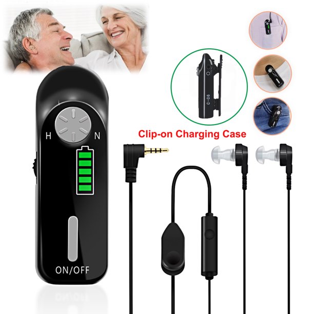 Doosl Hearing Aids for Ears, Rechargeable Hearing Aids with Clip-on Charging Case TWS Noise-Cancelling Sound Amplifier for Seniors and Adults ,Black , 1 Pair