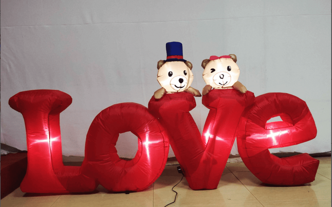 6FT Valentines Day Inflatables with Love Heart, LED Light Up Blow Up Yard Decoration, Sweet Valentines Gift for Wedding Propose Holiday Indoor Party Supplies Decor