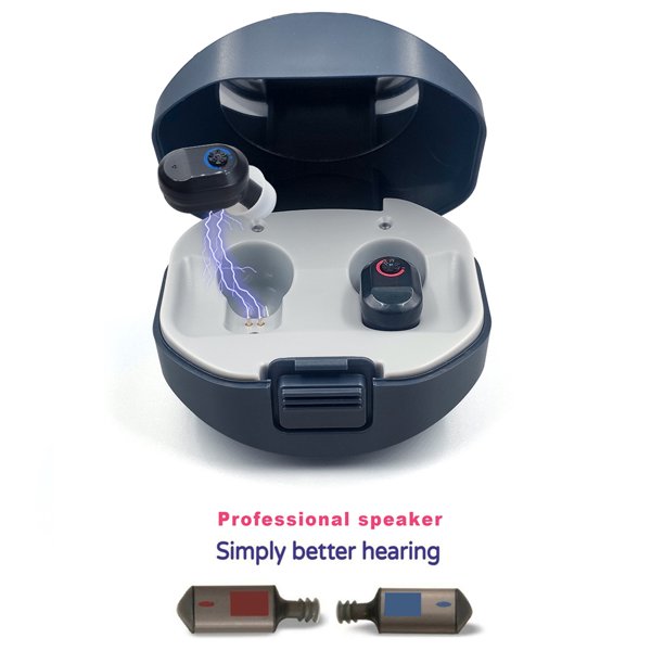 Hearing Aids with Charging Case, Mini Invisible Rechargeable Hearing Amplifiers, Audio Sound Amplifier, Black