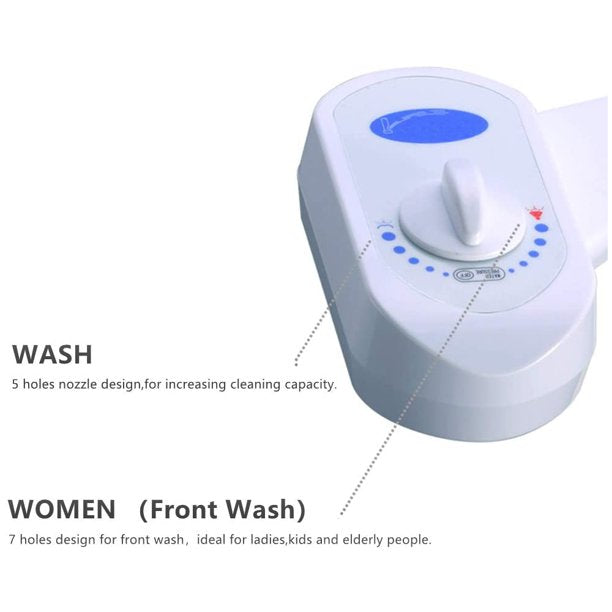 Bidet Toilet Seat Attachment, Non-Electric Self Cleaning Bidet with Posterior & Feminine Wash, Bidet for Toilet with Adjustable Water Pressure Dual-Nozzle