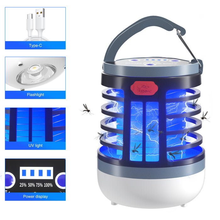 Bug Zapper Outdoor, Vinmall UV Light Mosquito Zapper Killer with Handle, Waterproof Insect Fly Trap with 3 Level Lighting for Home, Patio, Backyard, Camping