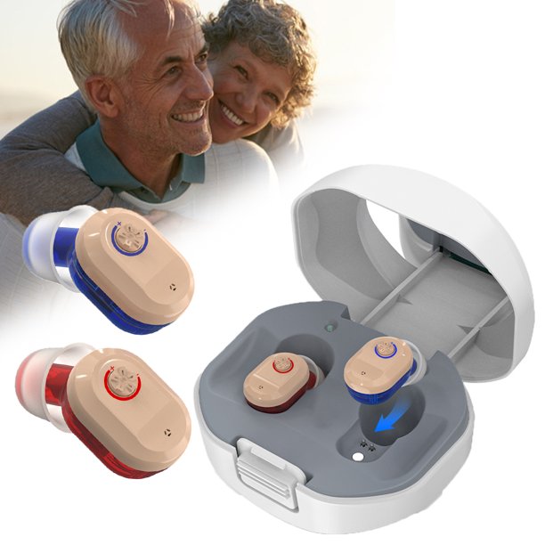 Hearing Aids for Ears, Rechargeable Hearing Aids with Portable Charging Case, Enhances Speech, Noise Reduction, 1 Pair