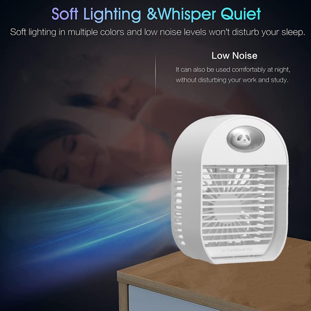 Portable Air Conditioner, Xpreen Anti-Leak Personal Mini Air Conditioner Fan, USB Evaporative Air Cooler Desk Fan With 3-Speed Mode LED Night Light, Desktop Quiet Swamp Cooler Humidifier