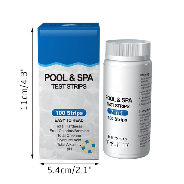 Vinmall Swimming Pool Test Strips, 7 in 1 Pool Shock Pool Hardness Chlorine Test Strips (100Pcs)