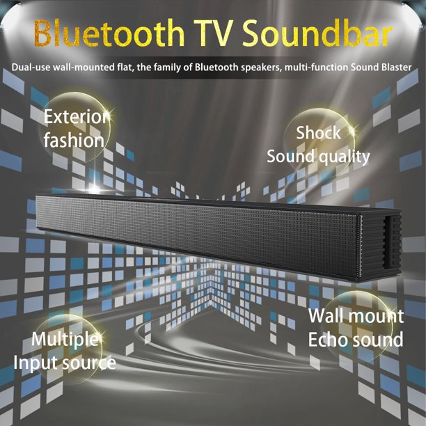 Soundbar, Bluetooth 5.0, LED Display, Optical USB AUX Connection, 4 Speakers, 4 EQs, 110dB Surround Sound Bar Home Theater Audio Soundbar System for TV