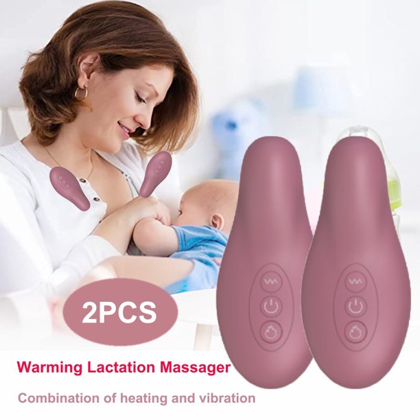 Vinmall Warming Lactation Massager for Breastfeeding Support 10 Vibration Modes 3 Heating Mode for Breast Pump , Clogged Ducts , Mastitis, Improve Milk Flow ,Pink , 2Pcs