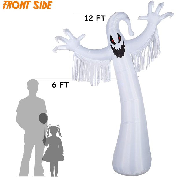 Vinmall Halloween Inflatables 12 Ft Red Eye Ghost with Color Changing LEDs Decoration, Outdoor Halloween Inflatables Party Decor for Yard