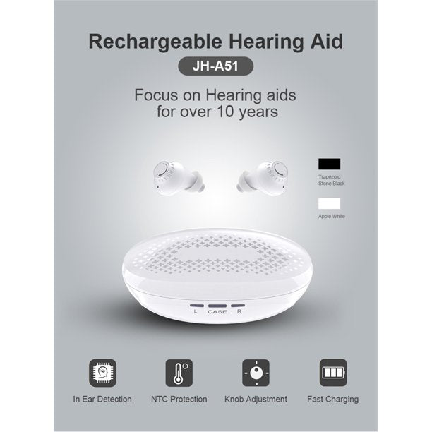 Upgraded Rechargeable Hearing Aids for Seniors with Magnetic Charging Box, Mini Hearing Aids for Ears with Noise Reduction and Feedback Cancellation