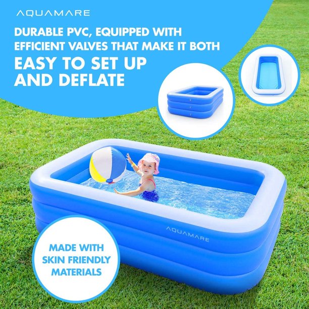 Inflatable Swimming Pool 106" X 70" X 24",Over Ground Lounge Inflatable Pool for Adults Kids,Blow Up Pool Kids Pools for Backyard,Outdoor, Garden, Summer Water Party(Blue)