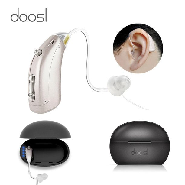 Hearing Aid Amplifier, Vinmall USB Rechargeable Digital Hearing Assistance Aid with Noise Reduction, Voice Enhancer Aids with Charging Case, Universal Fit Behind the Ear for Adults Seniors