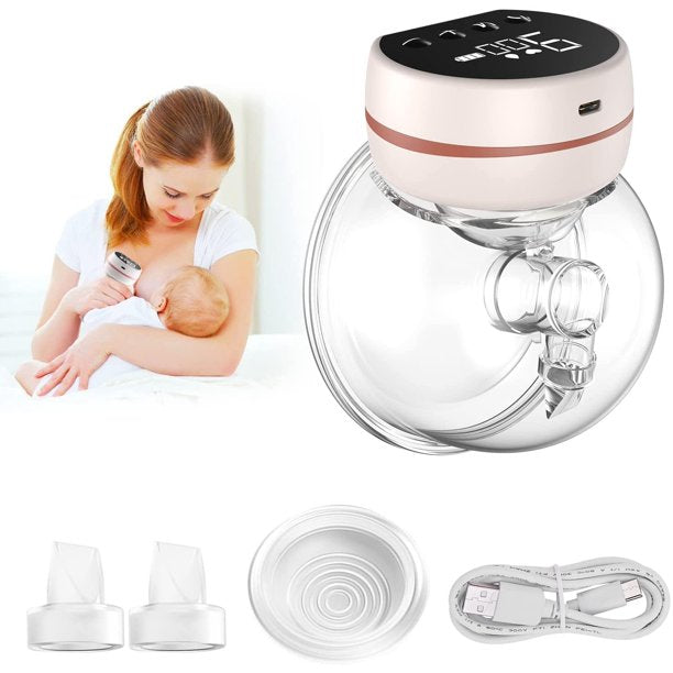 Wearable Breast Pump Bra Hands Free, Portable Cordless Breast Pump Electric Wireless Breast Pump with 3 Modes 9 Levels Rechargeable 1200mAh Battery Low Noise Pain Free LCD Display Breastpump24