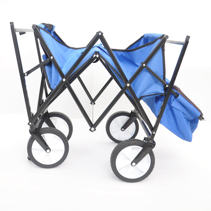 JoRocks Collapsible Wagon Folding Cart with Canopy, Beach Garden Outdoor Sport Utility Cart Wheels Adjustable Handle Rear Storage