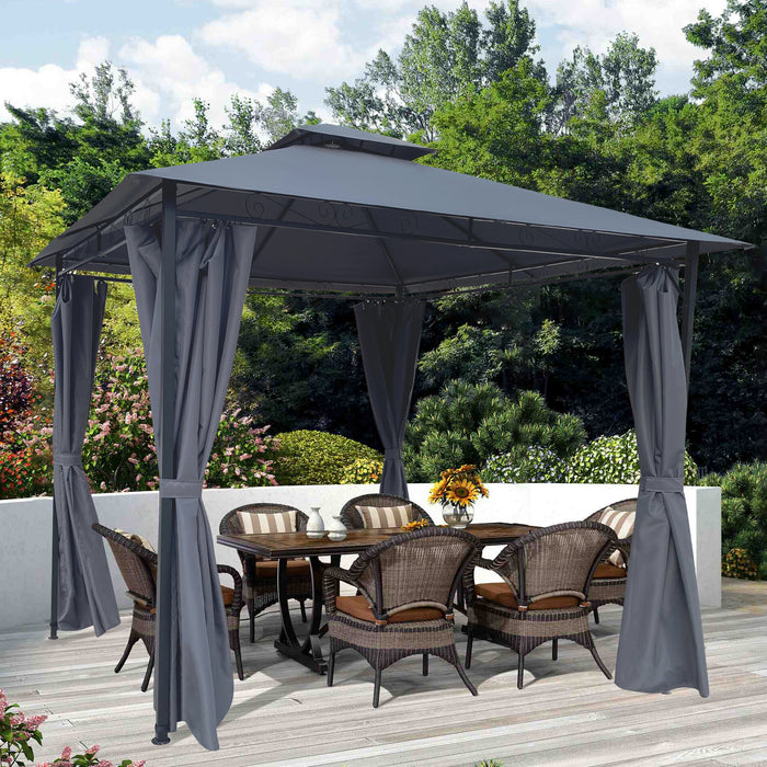 JoRocks Outdoor Patio Garden Gazebo Tent, 10x10 Ft Outdoor Shading, Gazebo Canopy With Curtains, Gray