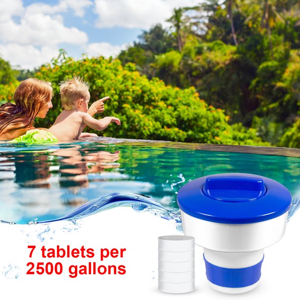 Floating Chlorinator for Indoor Outdoor Swimming Pool, Chlorine Tablet Dispenser and 3 Inch Chlorine Tablets