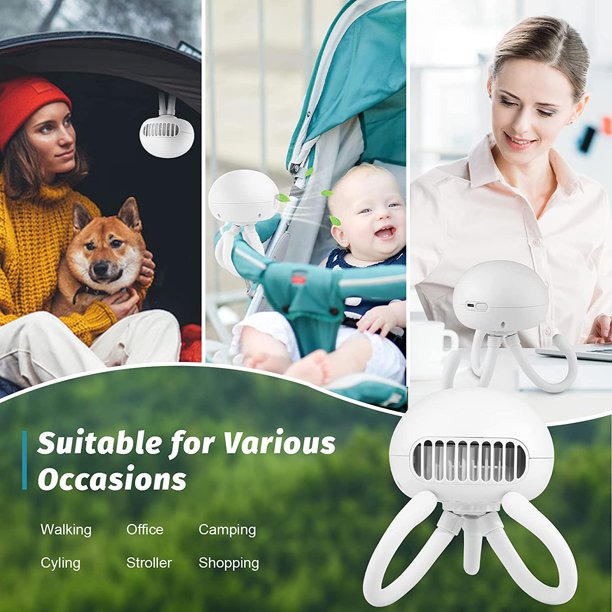 Stroller Fan, Cooseas Small Fan with Flexible Tripod Clip on Stroller, 3 Speeds Rechargeable Mini Clip on Fan Portable Leafless Fan for Baby Stroller,Bike,Car Seat,Crib and Desktop