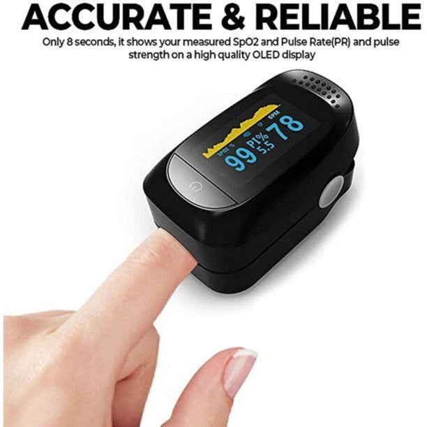 Pulse Oximeter Fingertip (Oximetro), Blood Oxygen Saturation Monitor, Heart Rate Monitor and SpO2 Levels