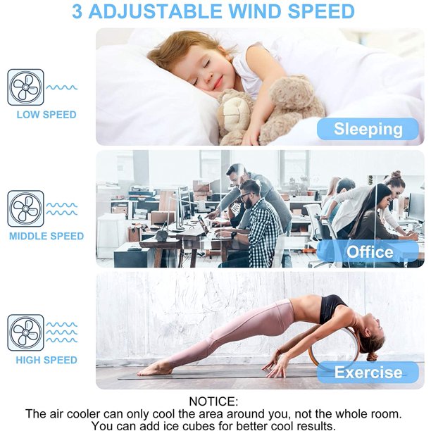 Beenate Clearance, Air Conditioner Portable, Mini Portable Air Conditioner Quiet Desk Fan, Humidifier Misting Fan, Small Air Conditioner 3 Speeds AND LED Light, Evaporative Cooler For Home, Office, Room, J01