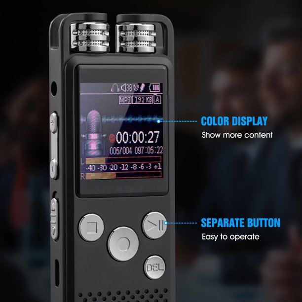 Digital Voice Recorder, USB Rechargeable Audio Recorder with MP3 Player, Mini Voice Activated Recorder Spy Dictaphone for Meetings Lectures Interviews Class