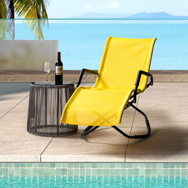 Patio Lounger Chair with Adjustable Headrest Recliner Padded 59.7"