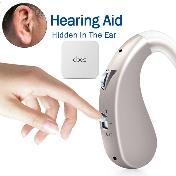 Behind The Ear Sound Amplifier, Hearing Ear Amplification Device and Digital Sound Enhancer PSAD for The Hard of Hearing, Noise Reducing Feature, Silver