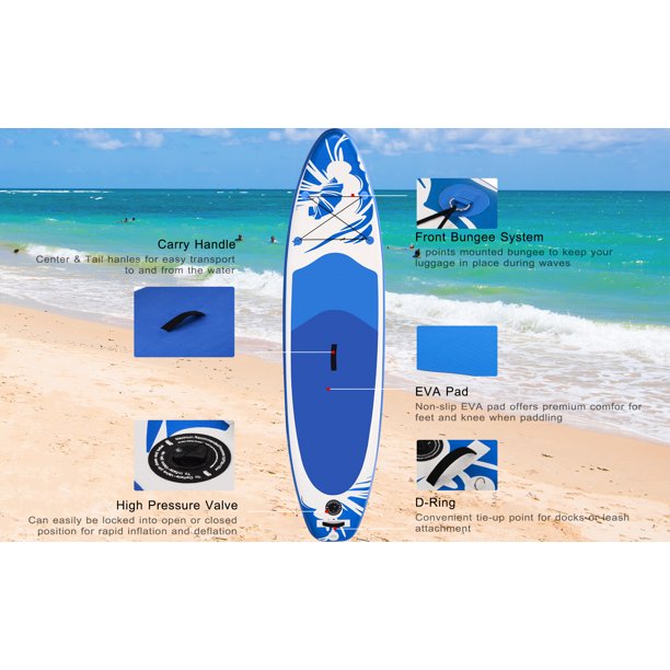 Stand Up Paddle Board 10¡¯x 30¡± x 6¡± Ultra-Light (19lbs) Inflatable Paddleboard with ISUP Accessories, Three Fins, Adjustable Paddle, Pump, Backpack, Leash, Waterproof Phone Bag