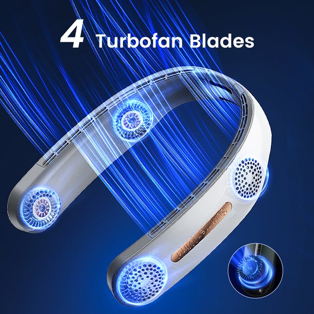 Portable Neck Fan, Wearable Personal Fan, 4000 mAh Battery Powered Bladeless Fan with 3 Speeds