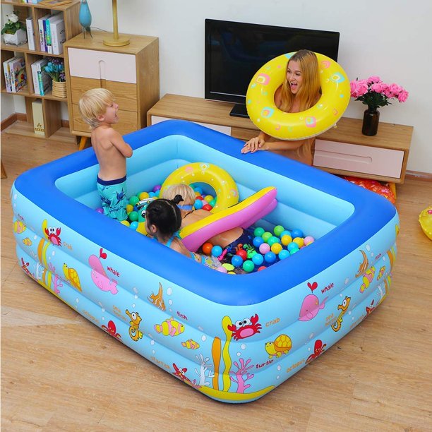 Inflatable Swimming Pool, JoRocks Blow Up Pool for Kids & Adults, Wear-Resistant Inflatable Pool  for Garden, Backyard Water Party, 83" X57" X25"