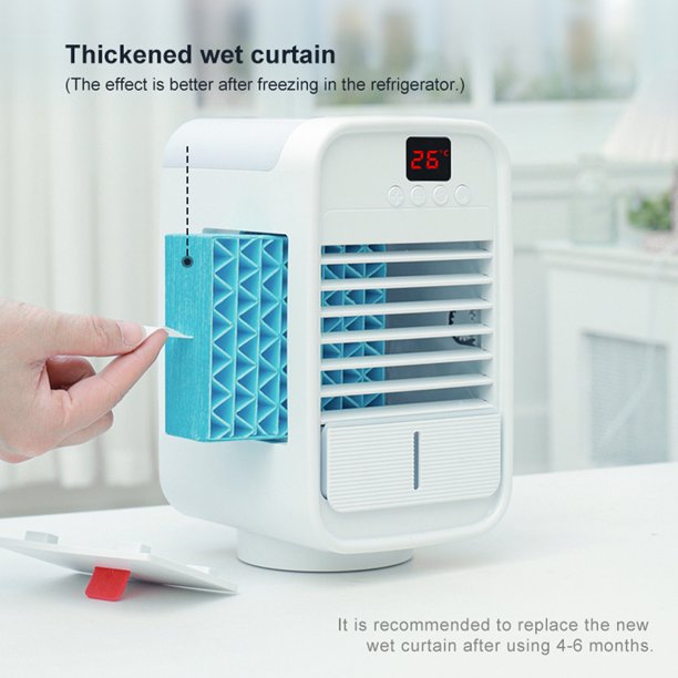 Portable Air CoolerMini Portable Air Conditioner Fan Evaporative Air Humidifier withMini Air Cooler with 350ml Water Tank7 Lights for Home Office Bedroom