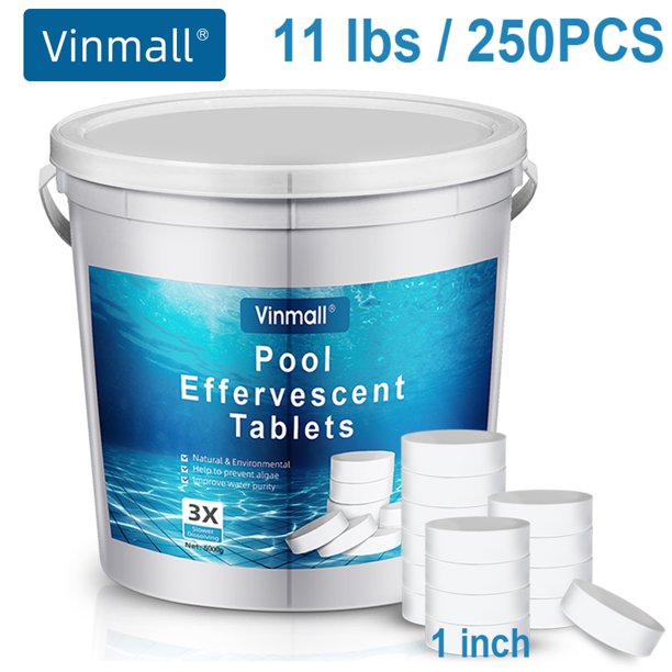 Vinmall 250Pcs Swimming Pool Chlorine Tablets, Chlorine Pool Tablets for Swimming Pools Hot Tubs and Spas