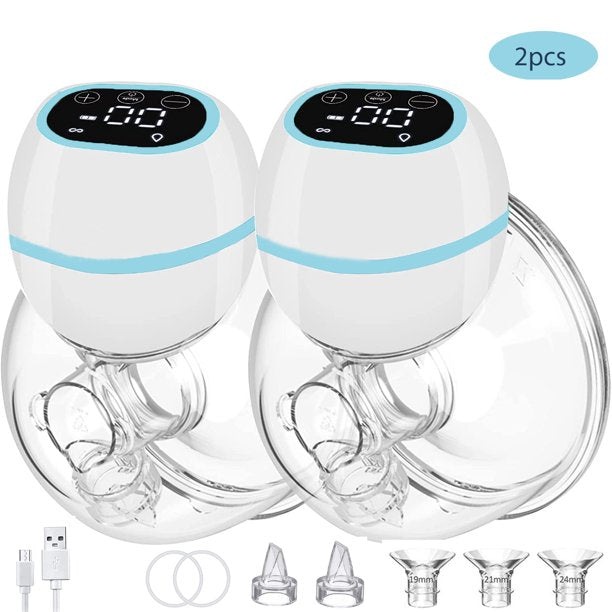 Vinmall Electric Breast Pump, Hands-Free Portable Breast Feeding Breast Pump, Spill-Proof Ultra-Quiet Wearable Breast Pump with 3 Mode and 9 Levels, Multiple Sizes Flanges, 2pcs