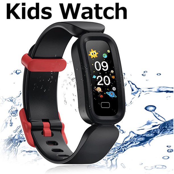 Fitness Tracker Watch for Kids Girls Boys, Activity Tracker for Kids Smart Watch with Pedometer, Heart Rate Sleep Monitor Alarm Clock IP68 Waterproof, for Boys Girls Teens, Black