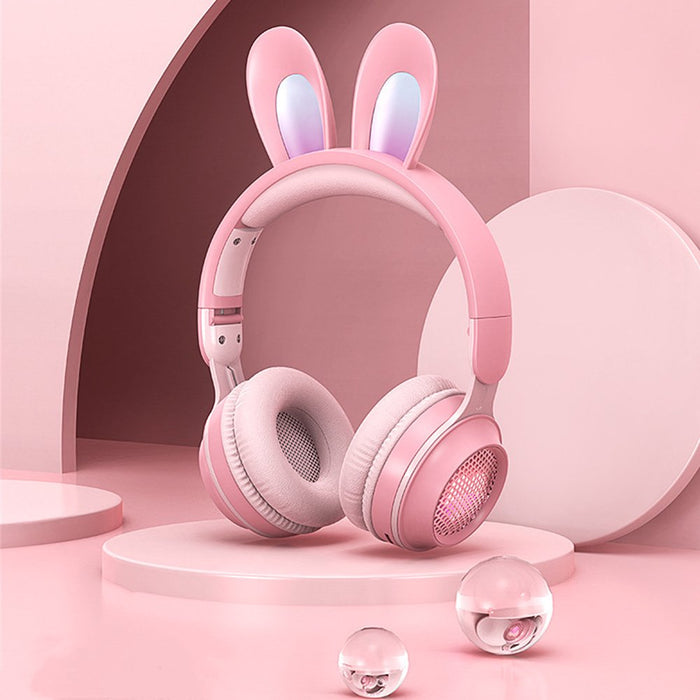 DOOSL Bluetooth Headphones with Mic, over-Ear Wireless Headphones with Bunny Ears, Foldable Stereo Headset for Girls