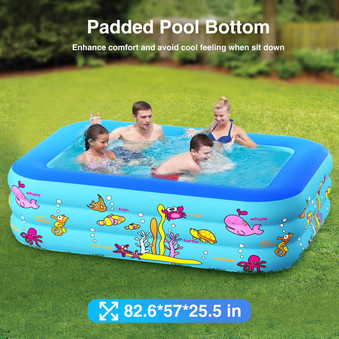 Swimming Pool for Kids and Adults, 83" x 57" x 25" Kiddie Pool, Piscinas Para Adultos, Blow up pool,Inflatable Pool, Kids Pools for Backyard, Toddlers, Family, Outdoor, Garden