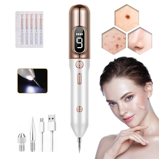 Mole Remover Pen,Skin Tag Remover Dark Spot Remover Freckle Tattoo Wart Mole Removal Tool With LED Screen and Spotlight