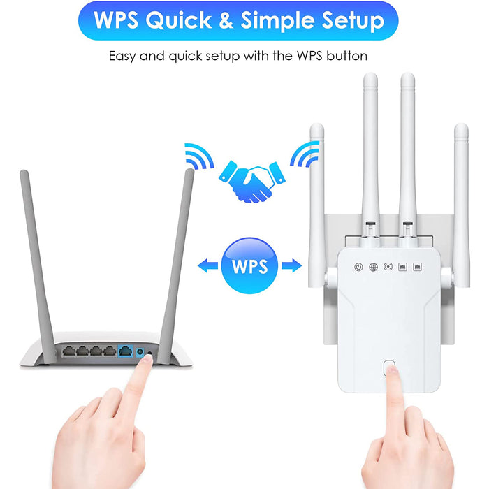 WiFi Range Extenders Signal Booster Up to 1000Mbps for Home, WiFi Booster Repeater 2.4 GHz WPS Wireless Signal Strong Penetrability, Wide Range of Signals(3500 sq.ft)