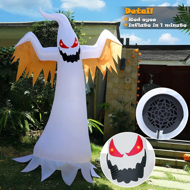 Vinmall Halloween Inflatables 8 Ft Red Eye Ghost with Color Changing LEDs Decoration, Outdoor Halloween Inflatables Party Decor for Yard