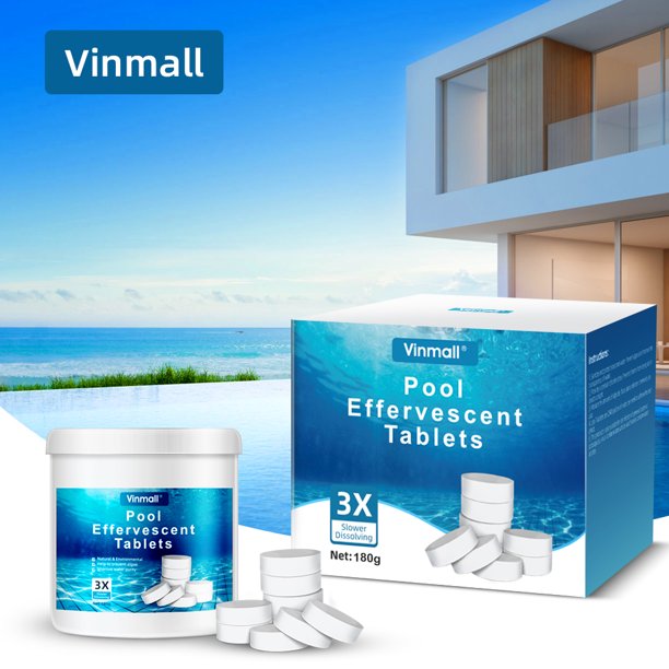 Vinmall 180 Pcs Chlorine Tablets for Pool Cleaning, Long Lasting Pool Chlorine Tablets