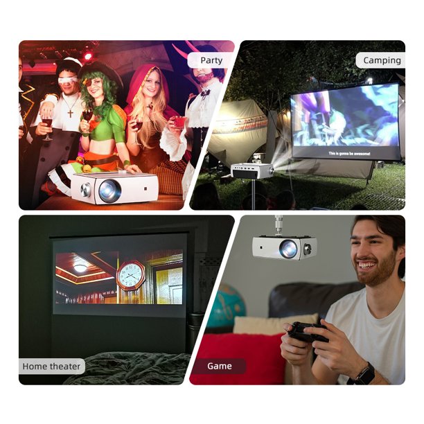 Video Projector with 120'' Projector Screen, Native 1080P 5G WiFi Projector, Support Bluetooth, Digital Zoom & HiFi Stereo