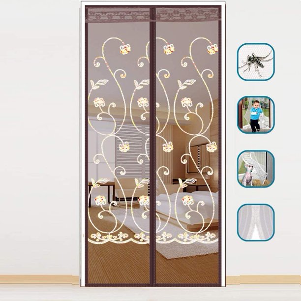 Vinmall Magnetic Screen Door Closure ，Mesh Screen Doors with Magnets ，Retractable and Sliding Screen Door Replacement for Home, Office, Restroom & Baby Room door