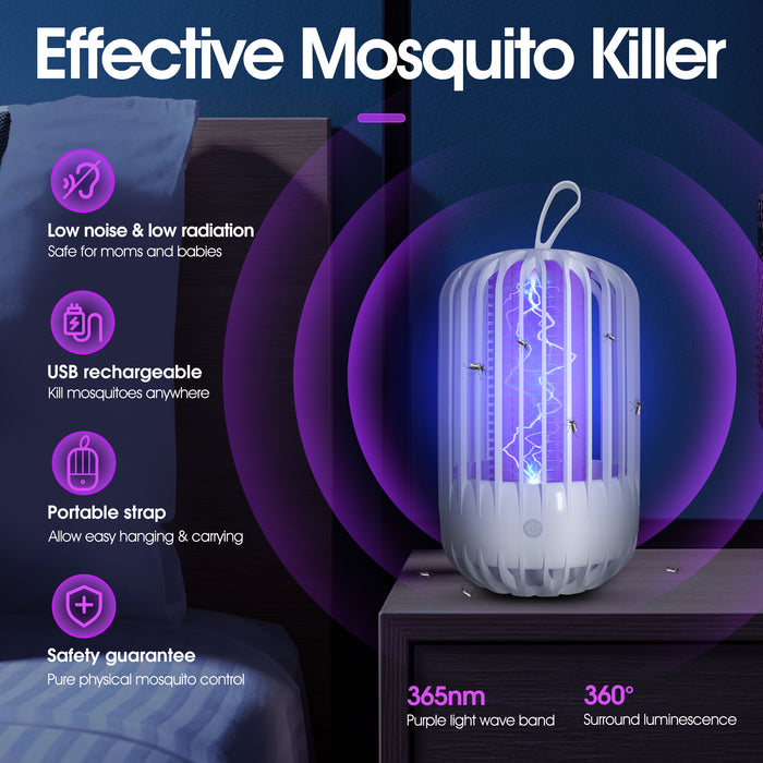 Electric Bug Zapper for Indoor Outdoor, 3000V High Powered UV Light Mosquito Zapper Killer with Night Light for Bedroom, Home, Patio, Backyard, Camping