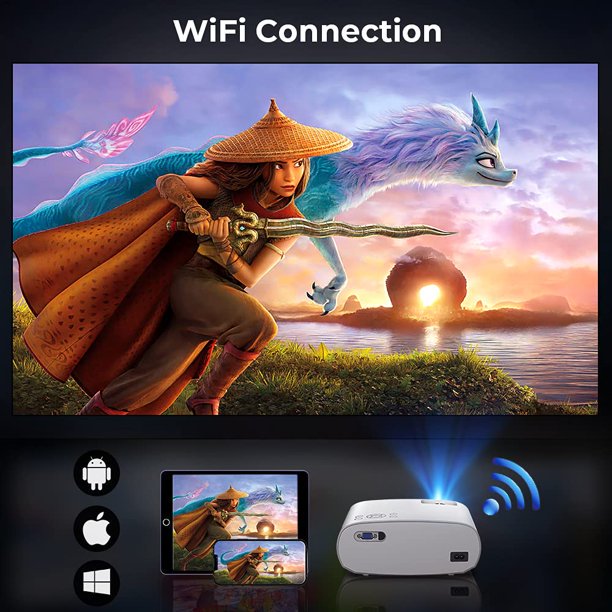 WiFi Bluetooth Projector, Display Outdoor Movie Projector with Dolby