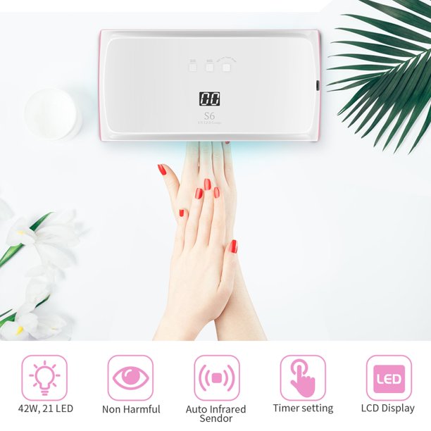 UV LED Nail Lamp, 48W Nail Dryer Gel Nail Light for Nail Polish, Light Curing in 3 Modes for Time, Low Heat Mode 99s and Auto Sensor, LCD Display for Manicure Pedicure Nail Art at Home